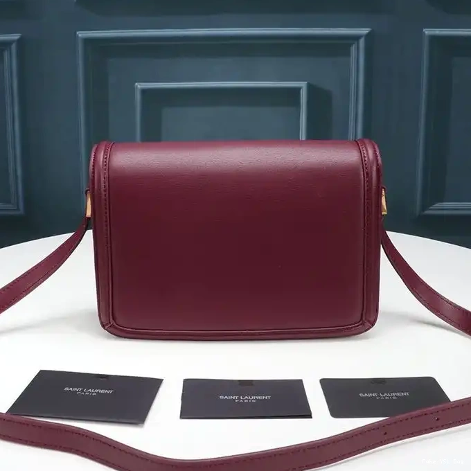 CHEAP Saint Box Laurent In Solferino Satchel Burgundy Gold Medium Leather 0324